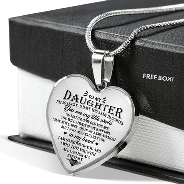 To My Amazing Daughter Heart Pendant Neckalce - I'm So Lucky To Have You As My Daughter - Best Birthday Gift For Your Child/Children